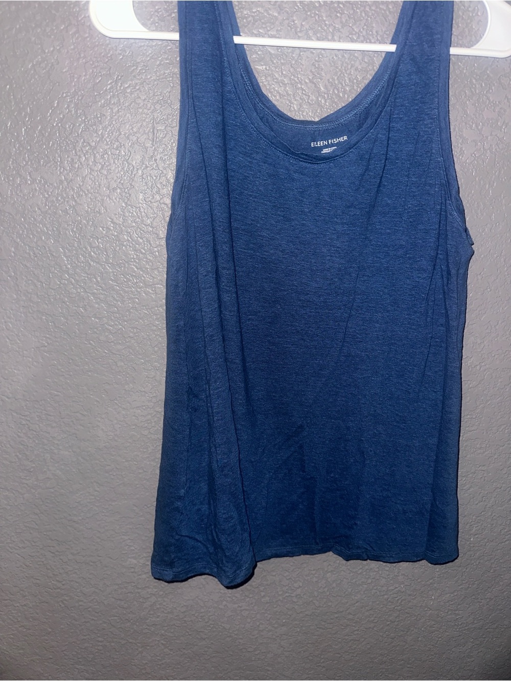 Eileen Fisher Navy Scoop Neck Linen-Blend Tank